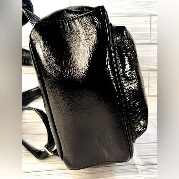 065- Juicy Couture Black Patten Leather Small Backpack - Picture 8 of 11